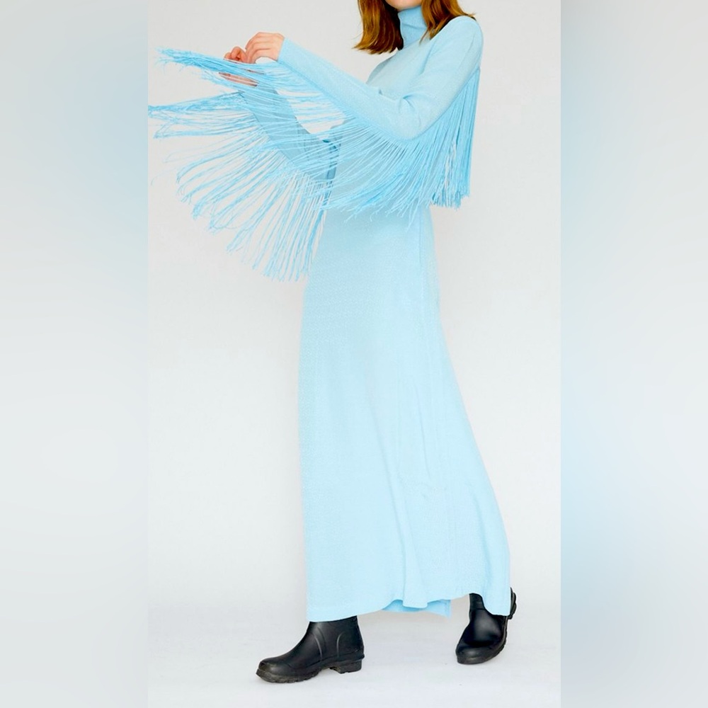Blue Fringe Reba Dress by Rotate by Birger Christensen- Size USA 4 / FR 38